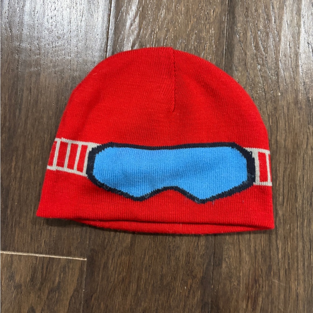 Kids Red Ski Goggles Beanie